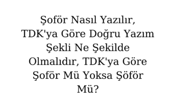 Şoför Nasıl Yazılır