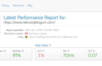 GTmetrix pagespeed test