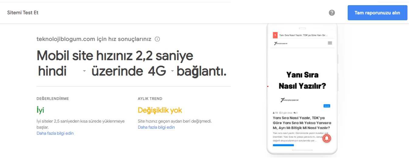 Mobil Site Hızı Testi Nasıl Yapılır